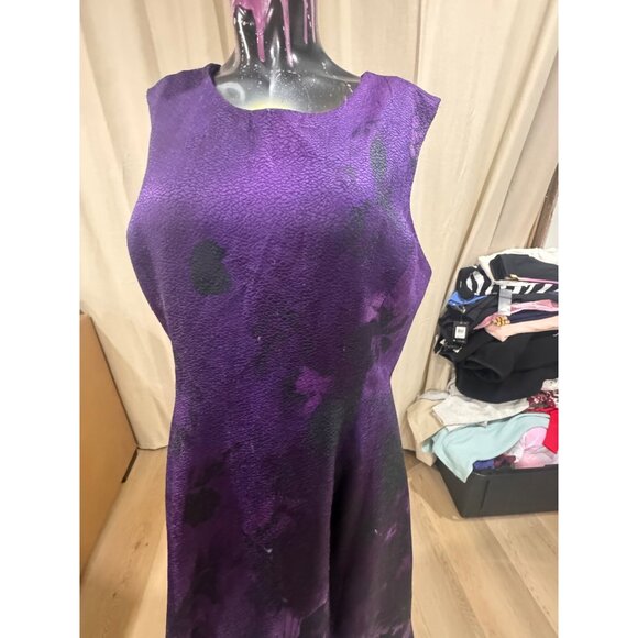 Natori Abstract Fleur Purple & Black Textured Sleeveless Dress Size 14 NWT - Picture 6 of 9